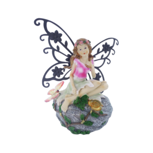 Flower Fairy Garden Decor,Garden Fairy Statues Outdoor,Solar Powered Outdoor Fairy Figurine Accessories,Resin Ornaments