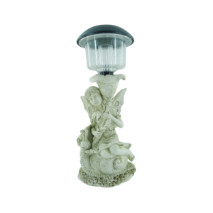 Polyresin Outdoor Angel Figurines With Rose for Garden Lawn Decor Angel Statue With Solar Lights